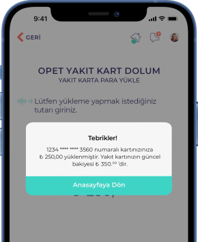 PeP Akaryakıt hesabına kart
nasıl eklenir? - 3. Adım